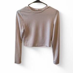 pink sparkly long sleeve crop top